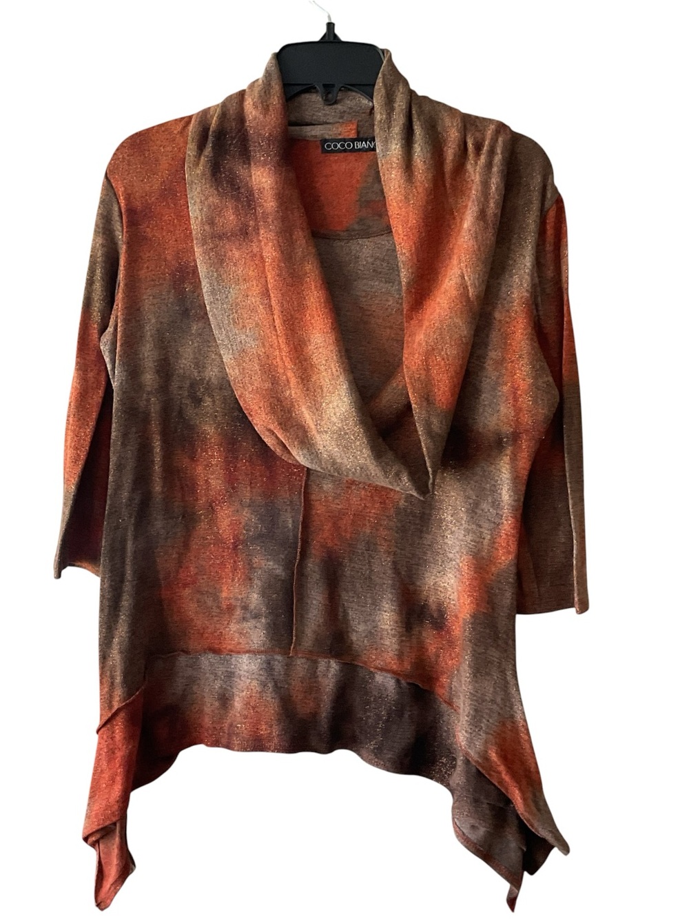 Coco Bianco Women's Rust and Brown Draped Tunic Sweater